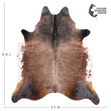 Brazilian Chocolate and White Cowhide Rug Size 8'0" L x 7'1" W 3603