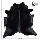 Brazilian Solid Black Cowhide Rug Size 7'5" L x 6'11" W 3608