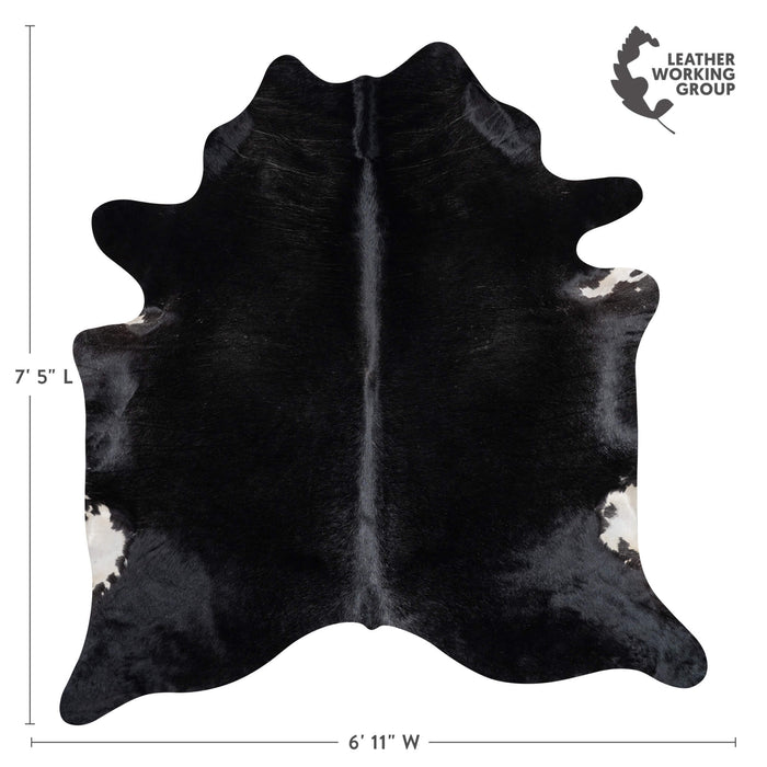 Brazilian Solid Black Cowhide Rug Size 7'5" L x 6'11" W 3608
