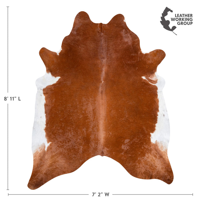 Brazilian Brown and White Cowhide Rug Size 8'11" L x 7'2" W 3612