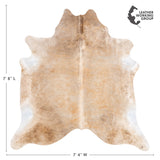 Brazilian Beige Cowhide Rug Size 7'8" L x 7'4" W 3625
