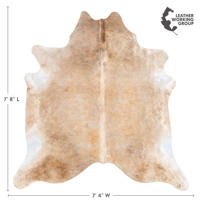 Brazilian Beige Cowhide Rug Size 7'8" L x 7'4" W 3625