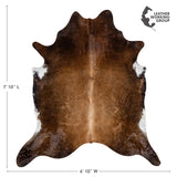 Brazilian Chocolate and White Cowhide Rug Size 7'10" L x 6'10" W 3641