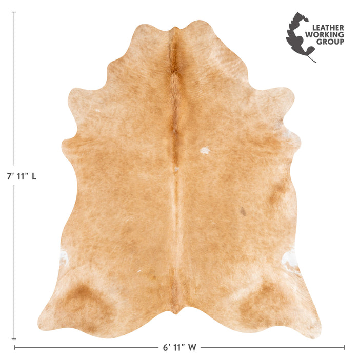Brazilian Beige Cowhide Rug Size 7'11" L x 6'11" W 3642