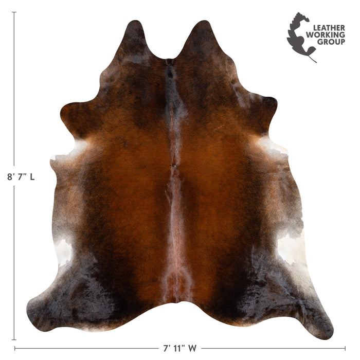 Brazilian Mahogany Cowhide Rug Size 8'7" L x 7'11" W 3645
