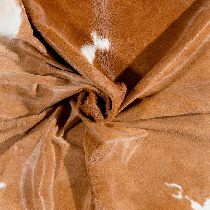 Brazilian Palomino and White Cowhide Rug Size 7'4" L x 7'5" W 3655