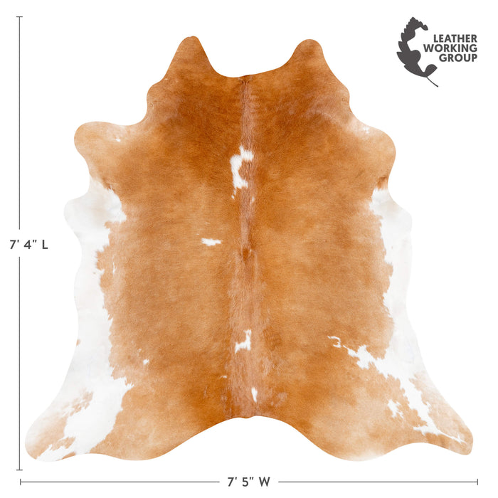 Brazilian Palomino and White Cowhide Rug Size 7'4" L x 7'5" W 3655
