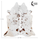 Brazilian Brown Salt and Pepper Cowhide Rug Size 7'6" L x 6'7" W 3663