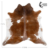 Brazilian Chocolate and White Cowhide Rug Size 7'3" L x 7'3" W 3669
