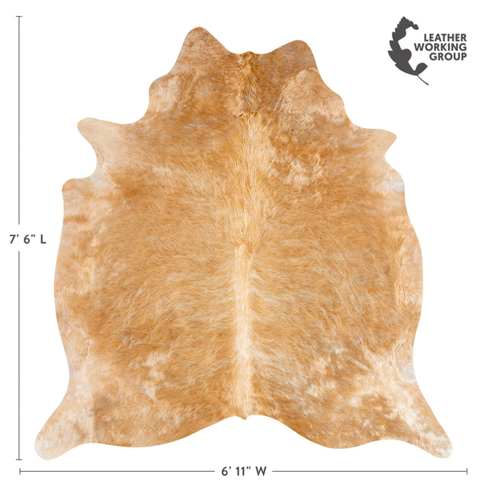 Brazilian Beige Cowhide Rug Size 7'6" L x 6'11" W 3673