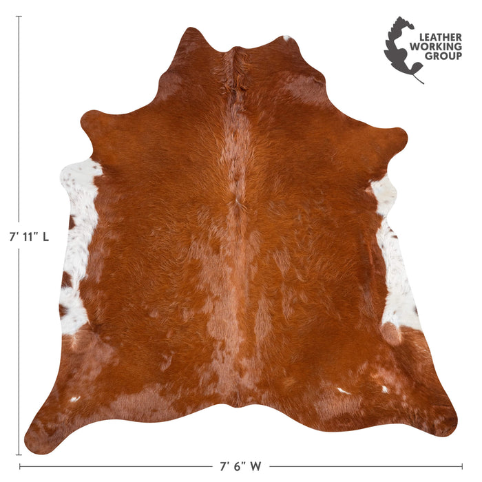 Brazilian Brown and White Cowhide Rug Size 7'11" L x 7'6" W 3680