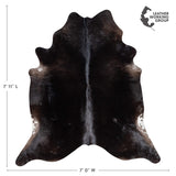 Brazilian Solid Black Cowhide Rug Size 7'11" L x 7'0" W 3682