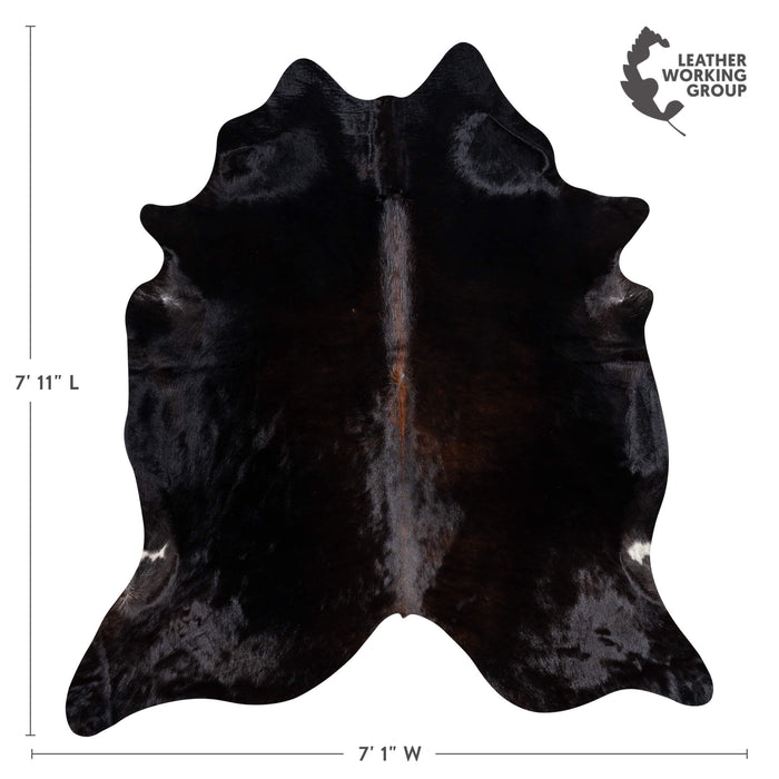 Brazilian Solid Black Cowhide Rug Size 7'11" L x 7'1" W 3684