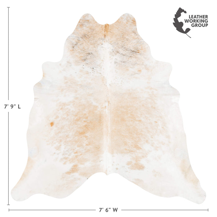 Brazilian Palomino and White Cowhide Rug Size 7'9" L x 7'6" W 3685