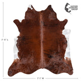 Brazilian Brindle White Belly Cowhide Rug Size 7'11" L x 7'1" W 3698