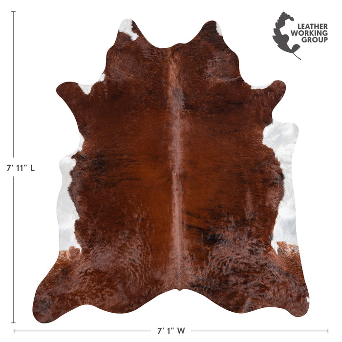 Brazilian Brindle White Belly Cowhide Rug Size 7'11" L x 7'1" W 3698
