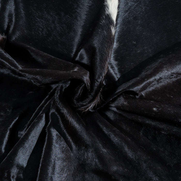 Brazilian Solid Black Cowhide Rug Size 7'7" L x 6'11" W 3704