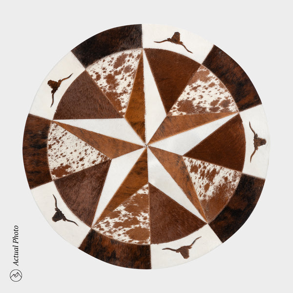 Texas Cowhide Star Round Rug Size 40 Inches S-3