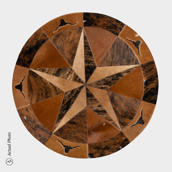 Texas Cowhide Star Round Rug Size 40 Inches S-4