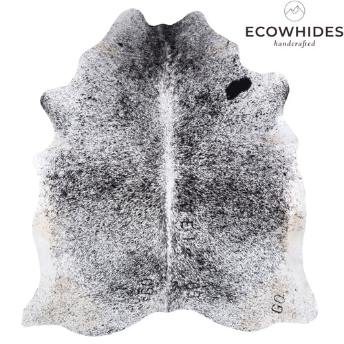 Brazilian Black Salt and Pepper Cowhide Rug Size 7'5" L x 6'9" W 5793