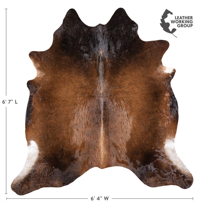 Brazilian Mahogany Cowhide Rug Size 6'7" L x 6'4" W 5804