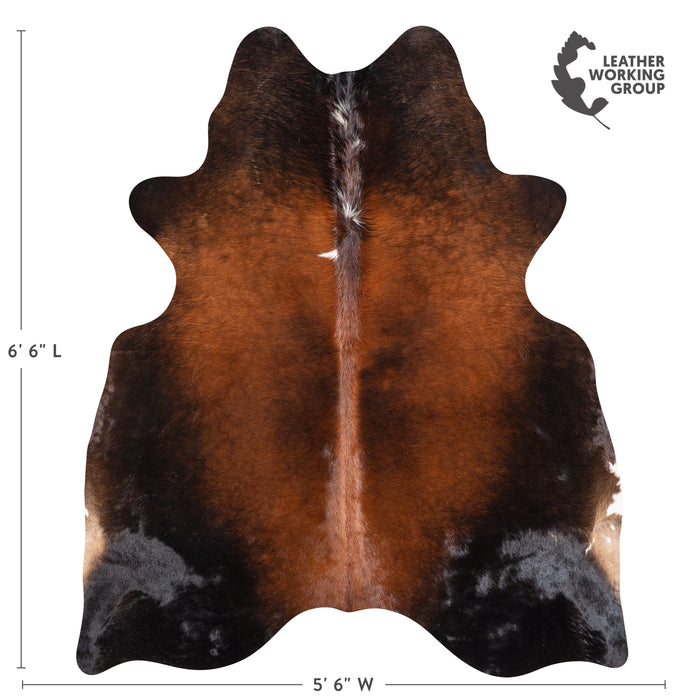 Brazilian Mahogany Cowhide Rug Size 6'6" L x 5'6" W 5813