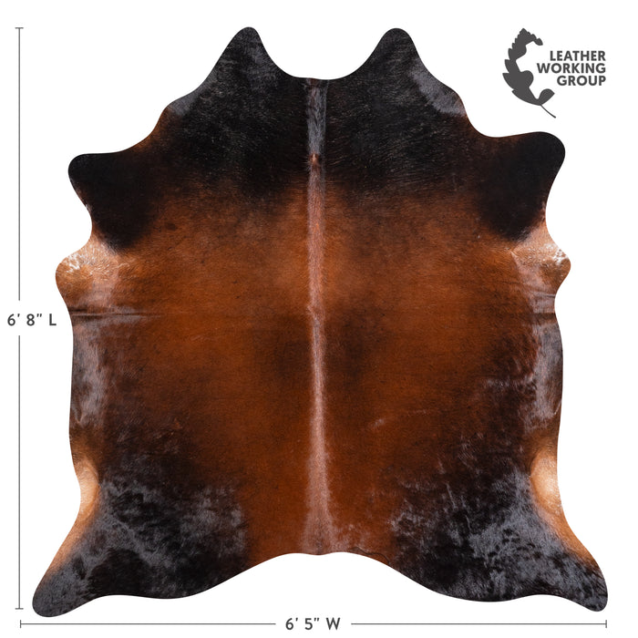 Brazilian Mahogany Cowhide Rug Size 6'8" L x 6'5" W 5814