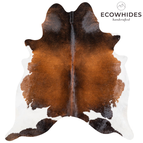 Brazilian Chocolate and White Cowhide Rug Size 7'3" L x 6'9" W 5824