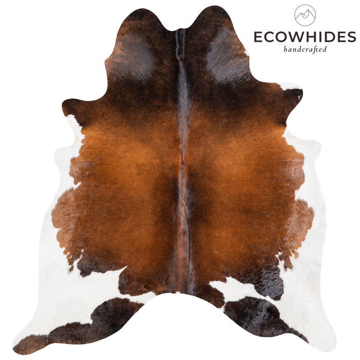 Brazilian Chocolate and White Cowhide Rug Size 7'3" L x 6'9" W 5824