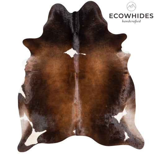 Brazilian Chocolate and White Cowhide Rug Size 6'8" L x 5'8" W 5827