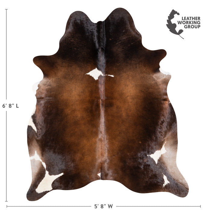 Brazilian Chocolate and White Cowhide Rug Size 6'8" L x 5'8" W 5827