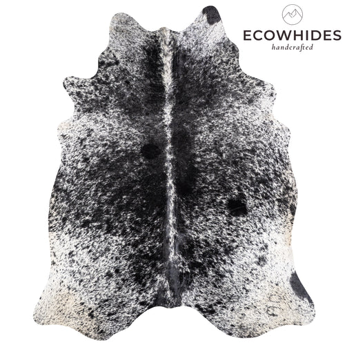 Brazilian Black Salt and Pepper Cowhide Rug Size 6'7" L x 5'9" W 5830