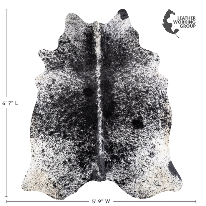 Brazilian Black Salt and Pepper Cowhide Rug Size 6'7" L x 5'9" W 5830