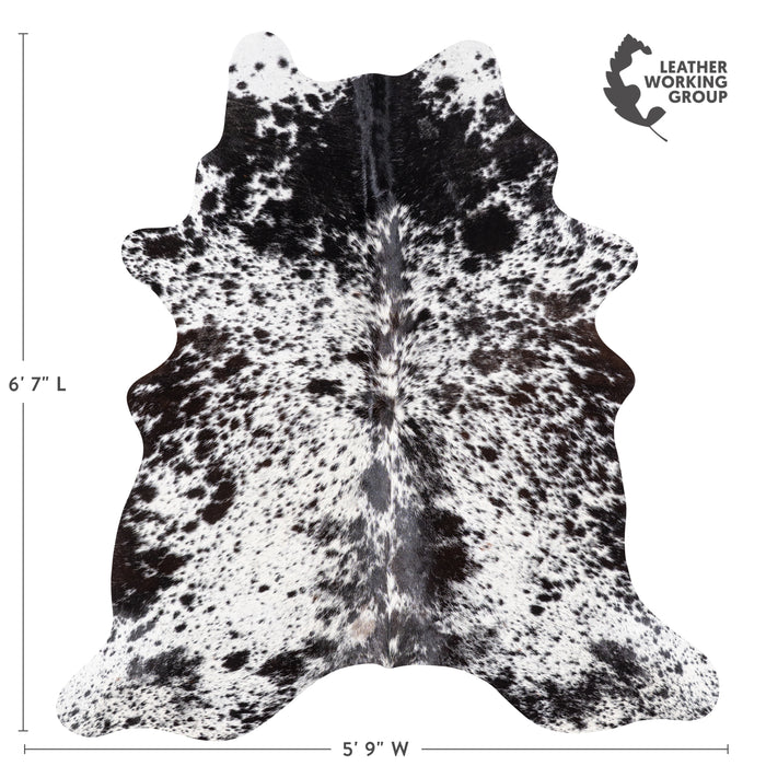 Brazilian Black Salt and Pepper Cowhide Rug Size 6'7" L x 5'9" W 5831