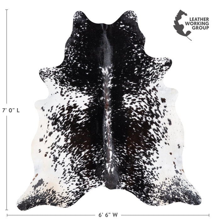 Brazilian Black Salt and Pepper Cowhide Rug Size 7'0" L x 6'6" W 5838