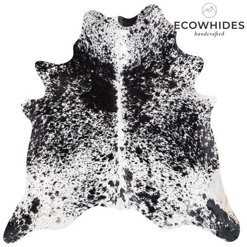 Brazilian Black Salt and Pepper Cowhide Rug Size 6'9" L x 7'2" W 5841