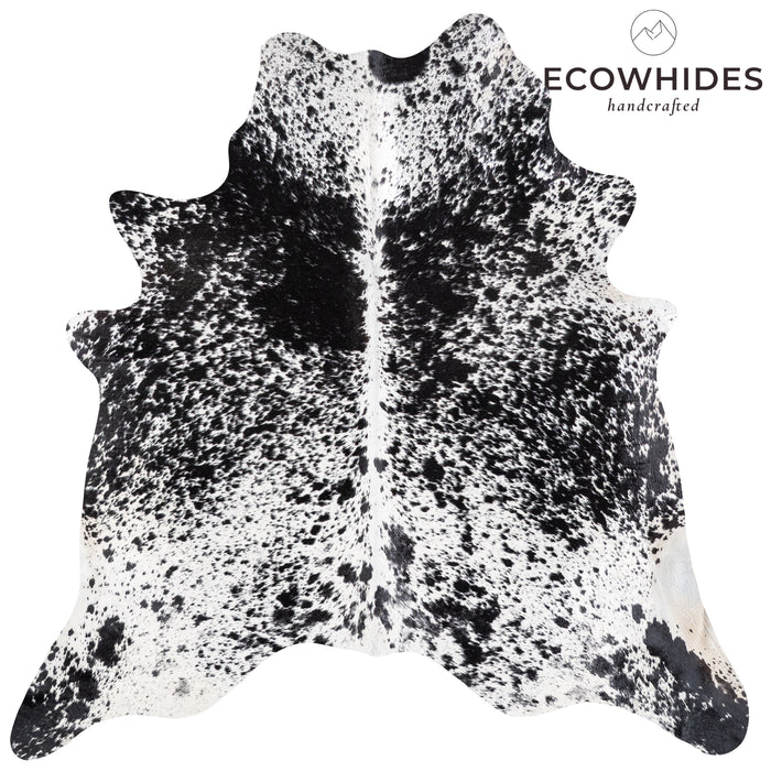 Brazilian Black Salt and Pepper Cowhide Rug Size 6'9" L x 7'2" W 5841