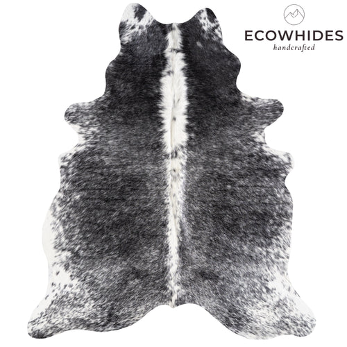 Brazilian Black Salt and Pepper Cowhide Rug Size 7'4" L x 5'10" W 5842