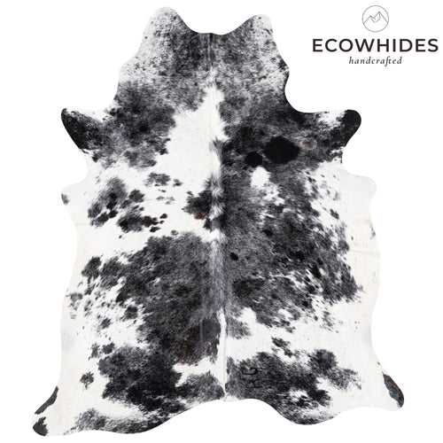 Brazilian Black Salt and Pepper Cowhide Rug Size 6'9" L x 5'10" W 5846