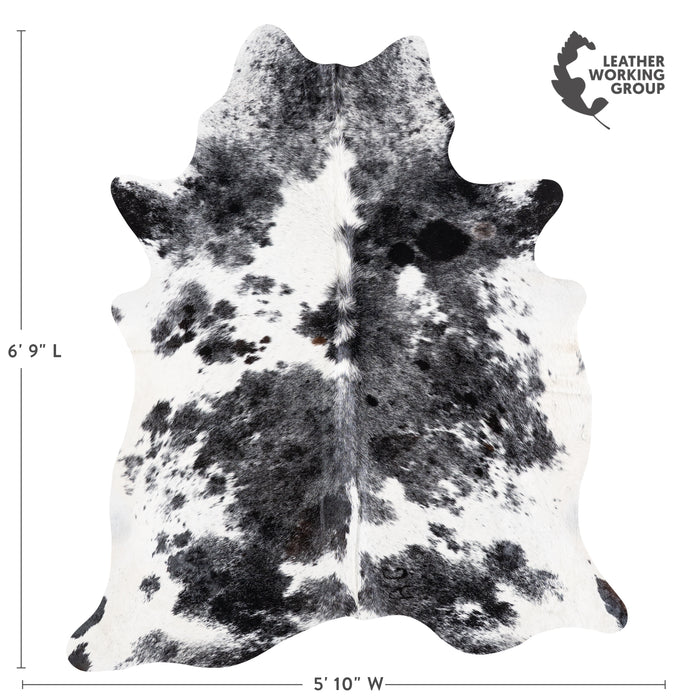 Brazilian Black Salt and Pepper Cowhide Rug Size 6'9" L x 5'10" W 5846