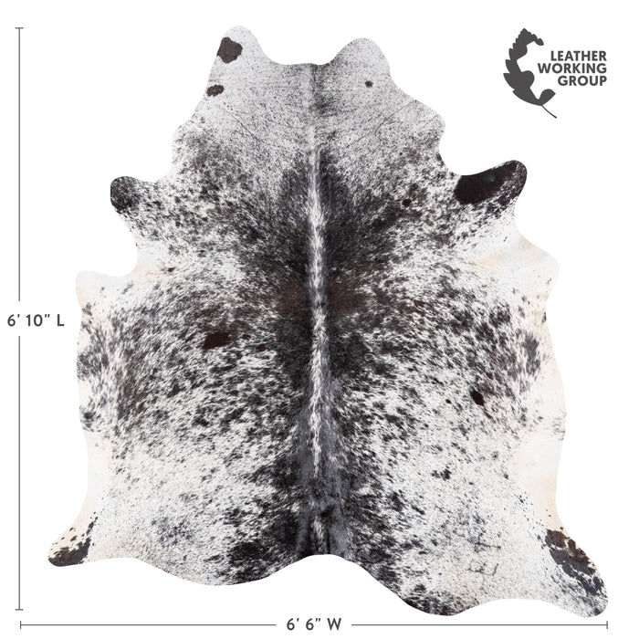 Brazilian Black Salt and Pepper Cowhide Rug Size 6'10" L x 6'6" W 5850