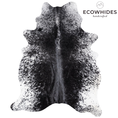 Brazilian Black Salt and Pepper Cowhide Rug Size 6'11" L x 5'2" W 5851