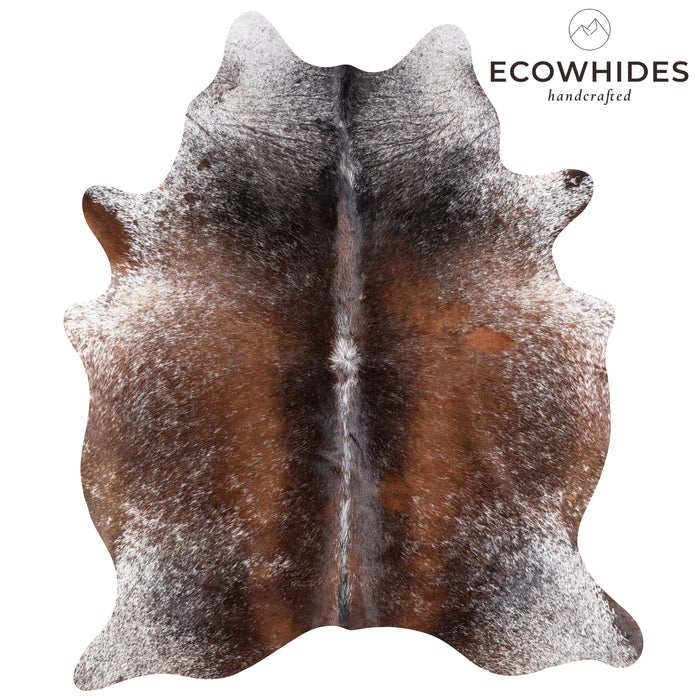 Brazilian Chocolate and White Cowhide Rug Size 6'11" L x 5'11" W 5864