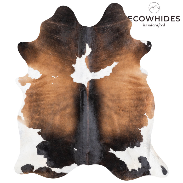 Brazilian Chocolate and White Cowhide Rug Size 7'4" L x 6'5" W 5891