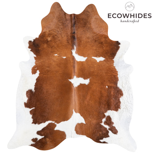 Brazilian Brown and White Cowhide Rug Size 7'5" L x 6'6" W 5897
