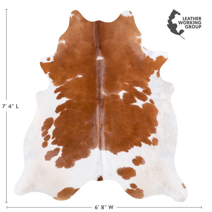 Brazilian Brown and White Cowhide Rug Size 7'4" L x 6'8" W 5898