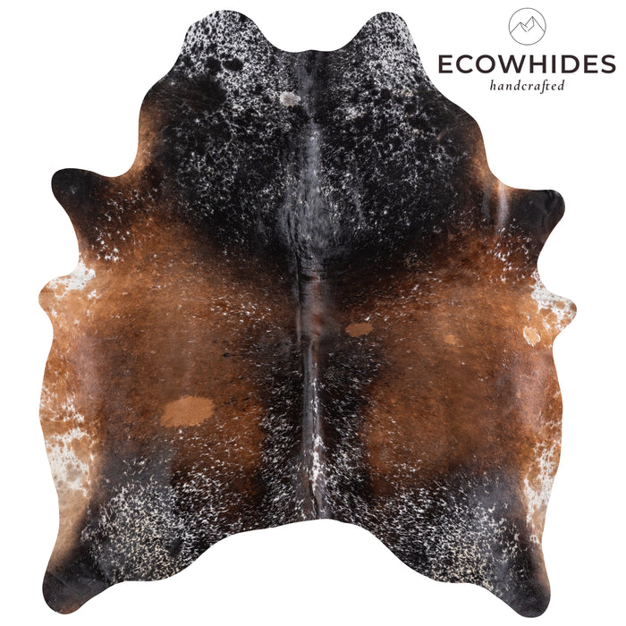 Brazilian Chocolate and White Cowhide Rug Size 7'7" L x 6'4" W 5899