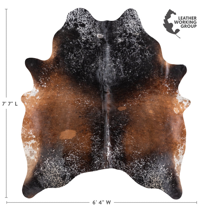 Brazilian Chocolate and White Cowhide Rug Size 7'7" L x 6'4" W 5899