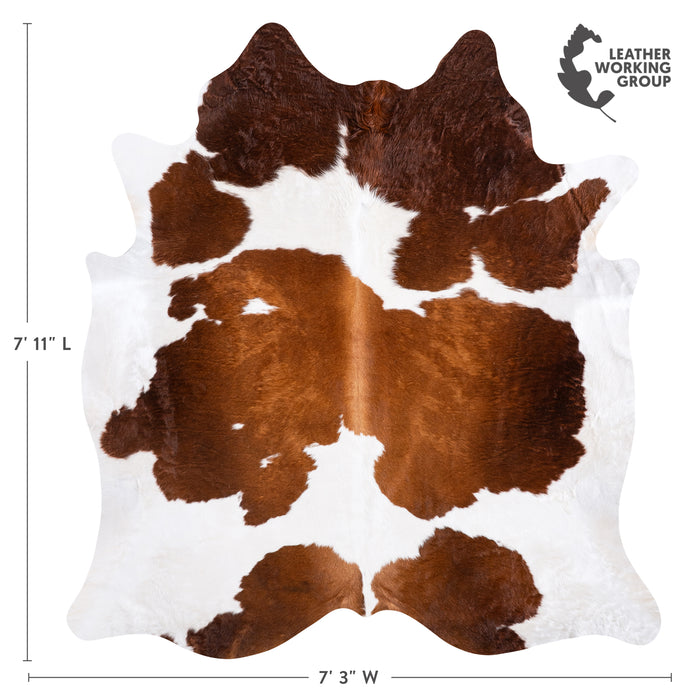 Brazilian Brown and White Cowhide Rug Size 7'11" L x 7'3" W 6000