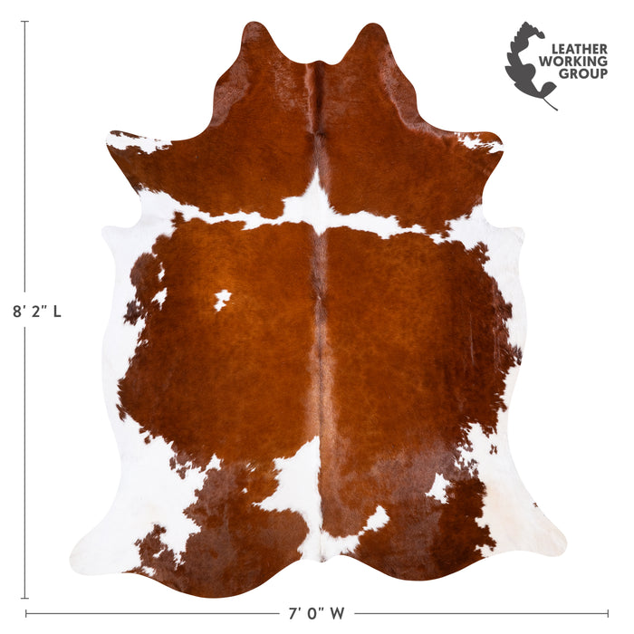 Brazilian Brown and White Cowhide Rug Size 8'2" L x 7'0" W 6001